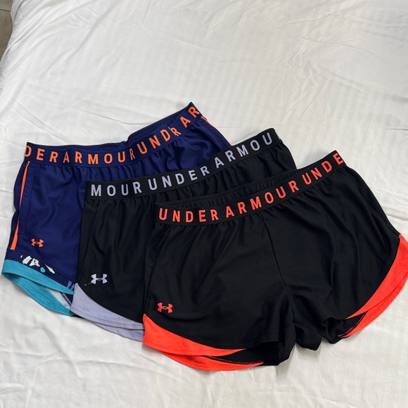 Women’s Under Armour Play Up Performance Shorts Three Pack - Black, Navy, blue - Picture 1 of 5